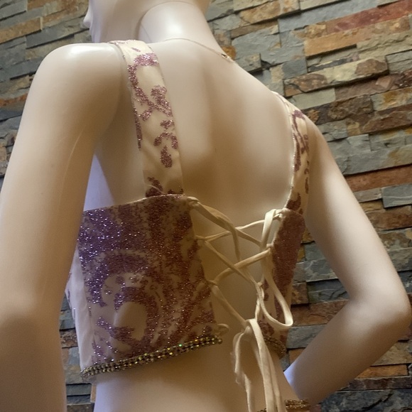 Camille  prom size 4 Purple and White Skirt dress set corset back 311 - Picture 9 of 10